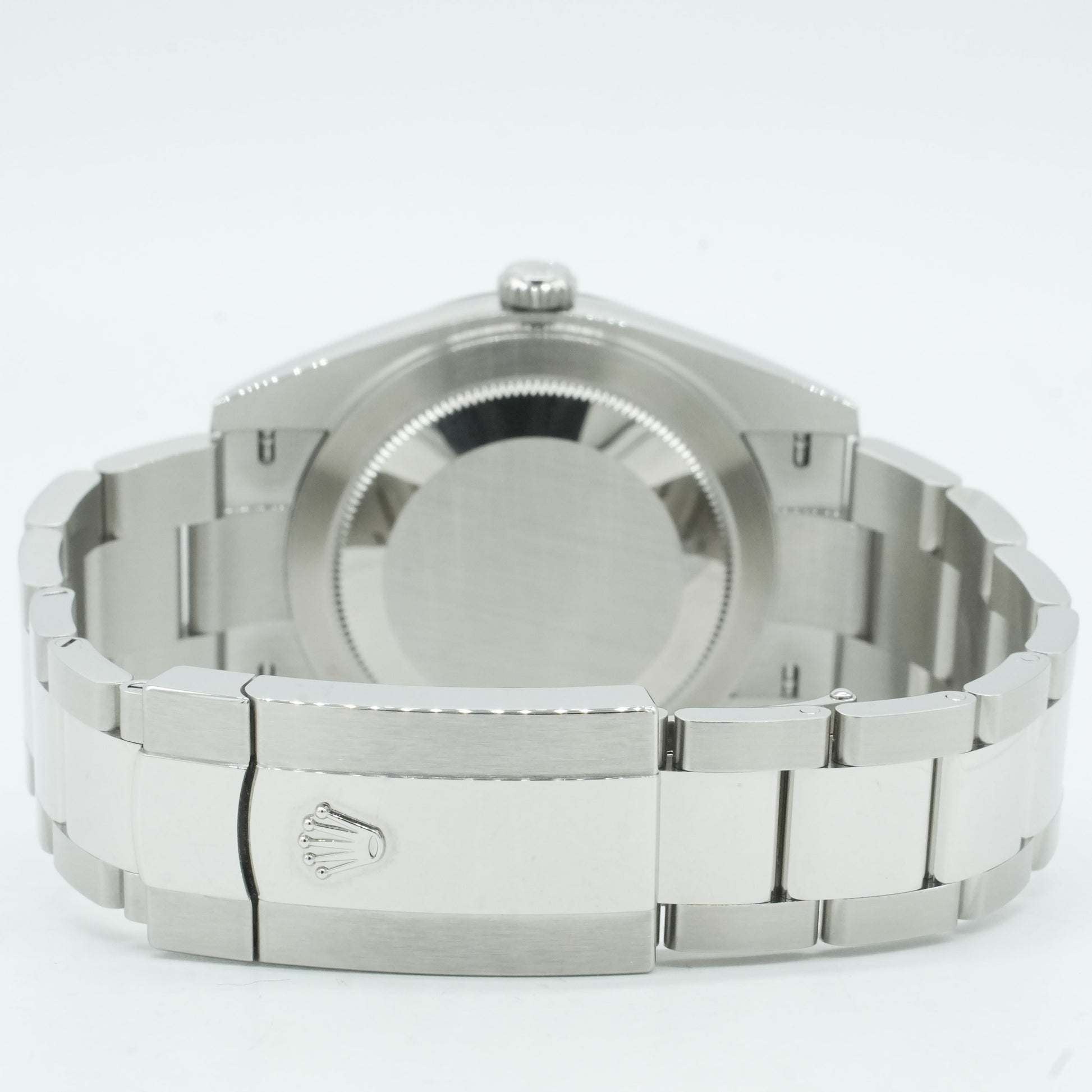 Rolex 41mm DateJust Steel Watch w/Black Dial & Fluted Bezel 116334