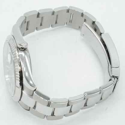 Rolex 41mm DateJust Steel Watch w/Black Dial & Fluted Bezel 116334
