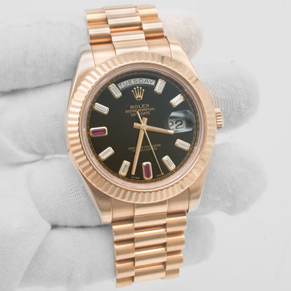 Rolex Day-Date II Diamond 2 Ruby 218235 Rose Gold 18K 41mm