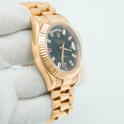 Rolex Day-Date II Diamond 2 Ruby 218235 Rose Gold 18K 41mm