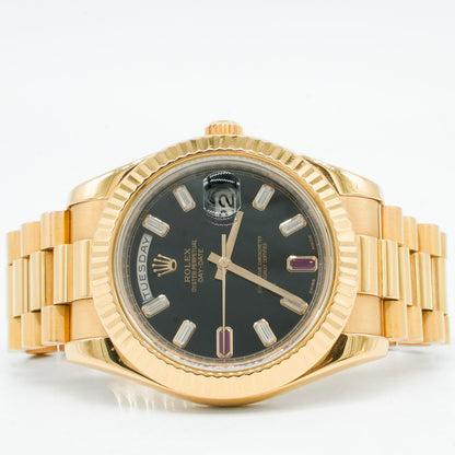 Rolex Day-Date II Diamond 2 Ruby 218235 Rose Gold 18K 41mm