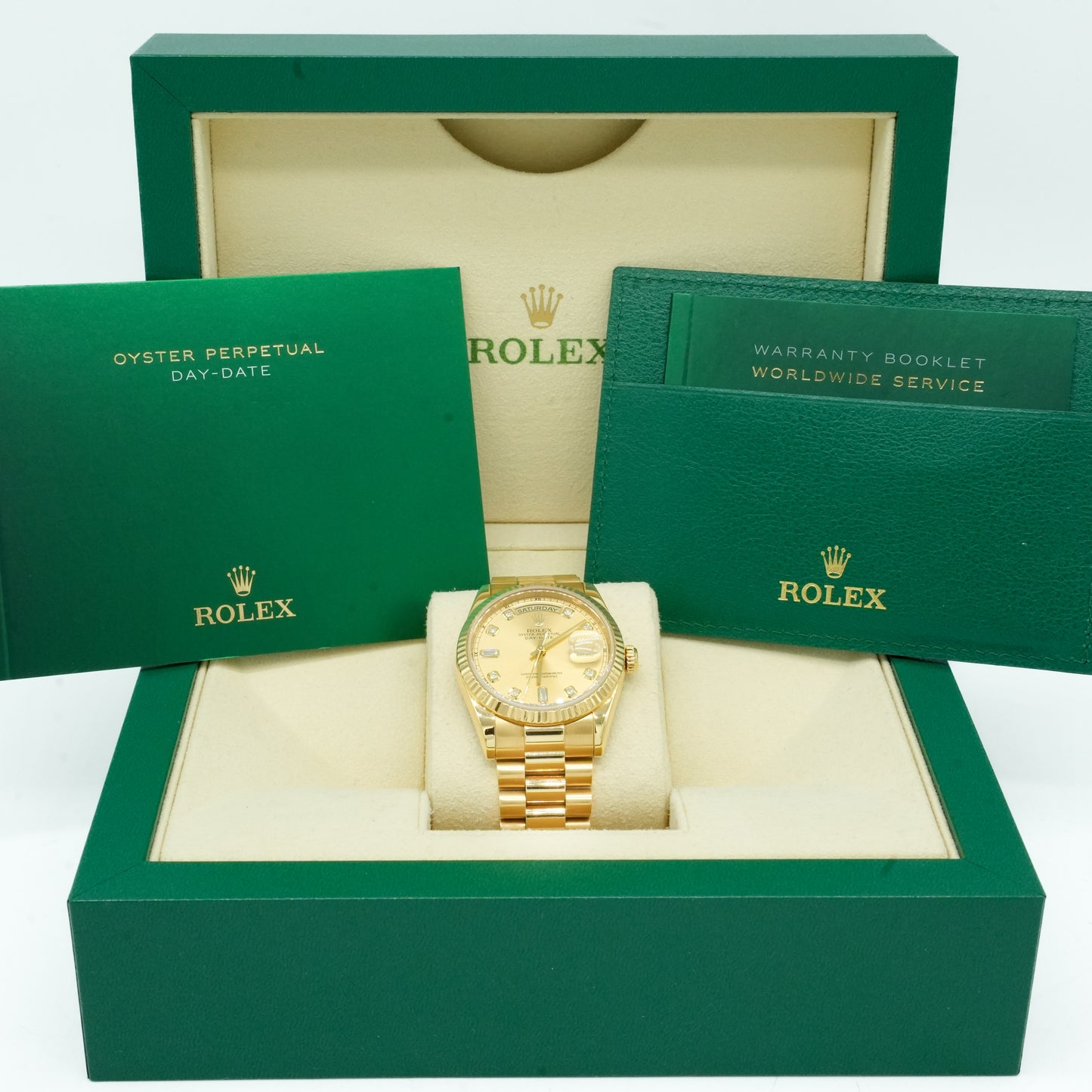 ROLEX Day-Date 36mm 118238 Yellow Diamond Champagne Dial