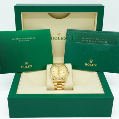 ROLEX Day-Date 36mm 118238 Yellow Diamond Champagne Dial