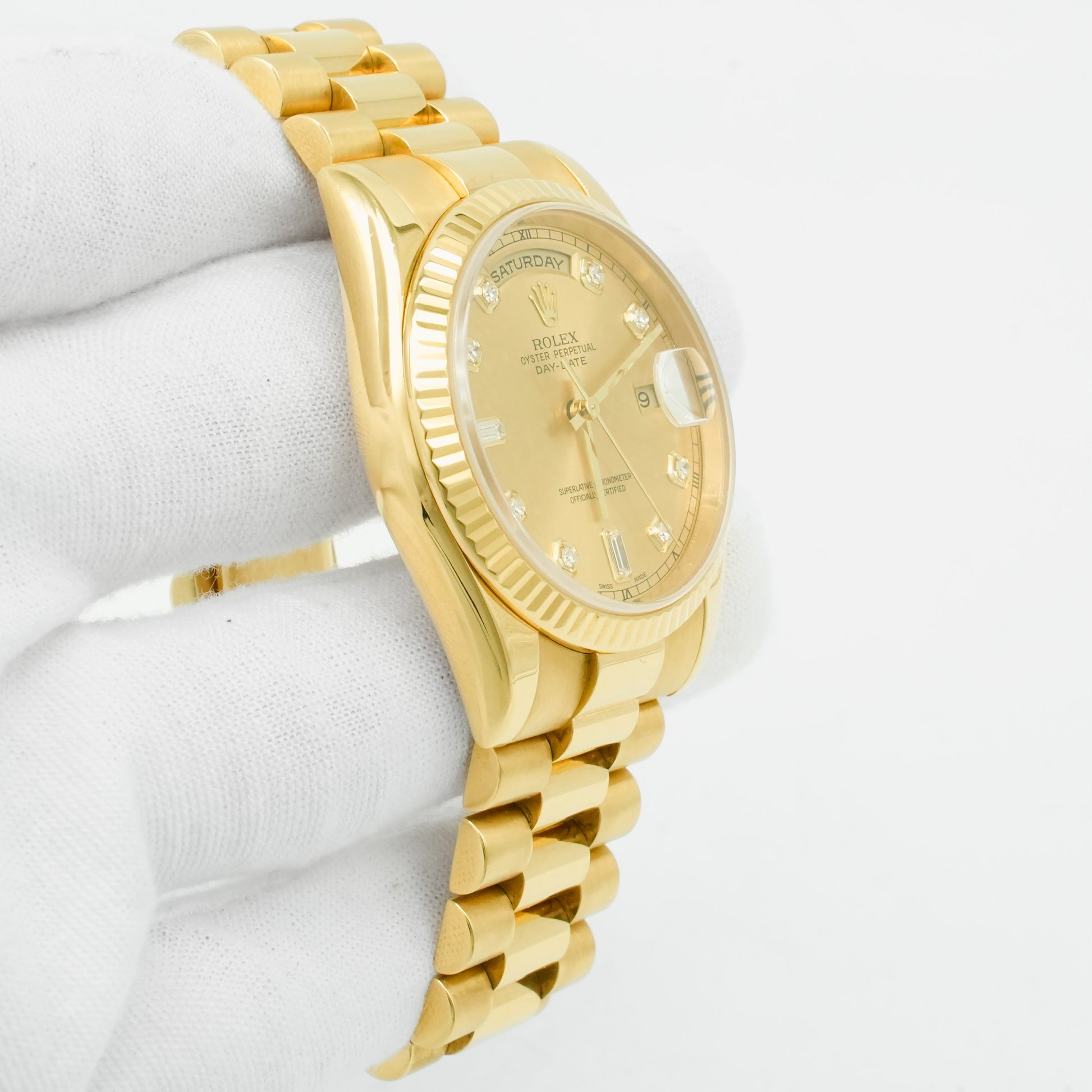 ROLEX Day-Date 36mm 118238 Yellow Diamond Champagne Dial