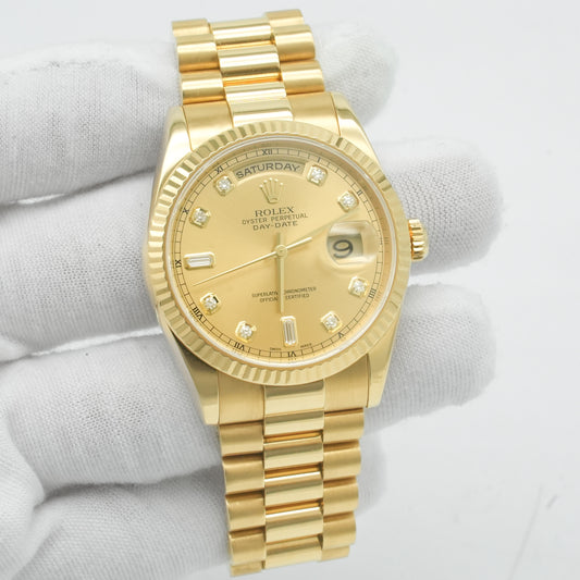 ROLEX Day-Date 36mm 118238 Yellow Diamond Champagne Dial