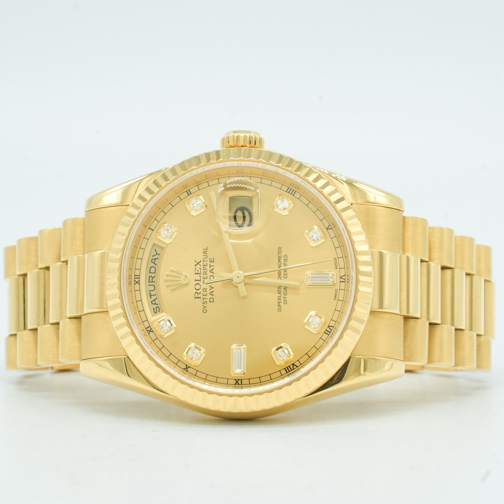 ROLEX Day-Date 36mm 118238 Yellow Diamond Champagne Dial