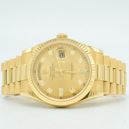 ROLEX Day-Date 36mm 118238 Yellow Diamond Champagne Dial