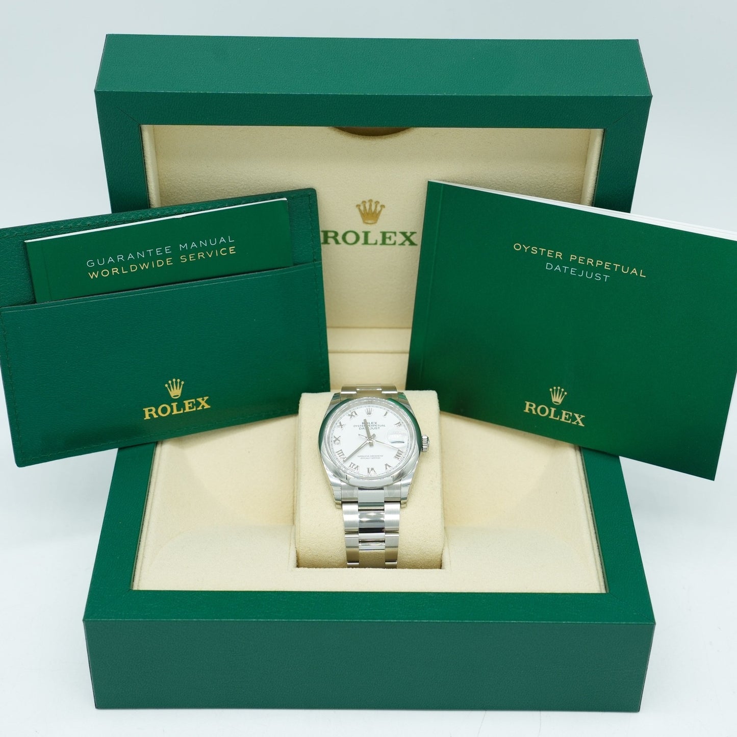 Rolex Datejust 36mm 126200 White Roman Dial Domed Bezel