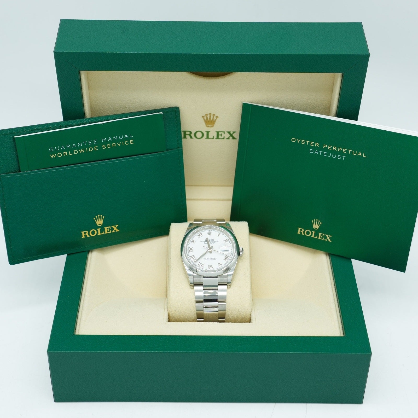 Rolex Datejust 36mm 126200 White Roman Dial Domed Bezel