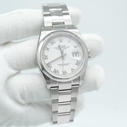 Rolex Datejust 36mm 126200 White Roman Dial Domed Bezel