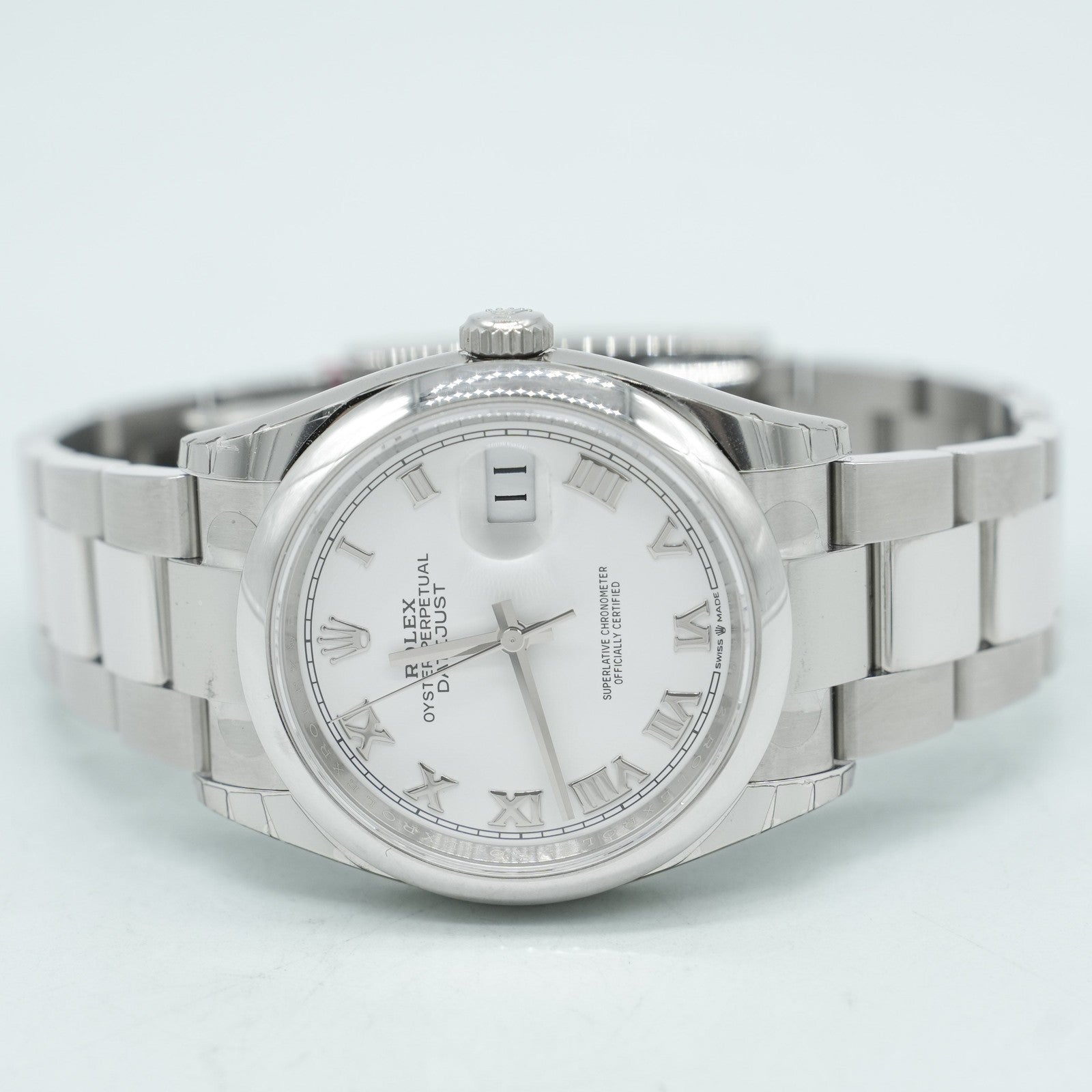 Rolex Datejust 36mm 126200 White Roman Dial Domed Bezel