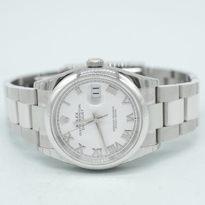 Rolex Datejust 36mm 126200 White Roman Dial Domed Bezel
