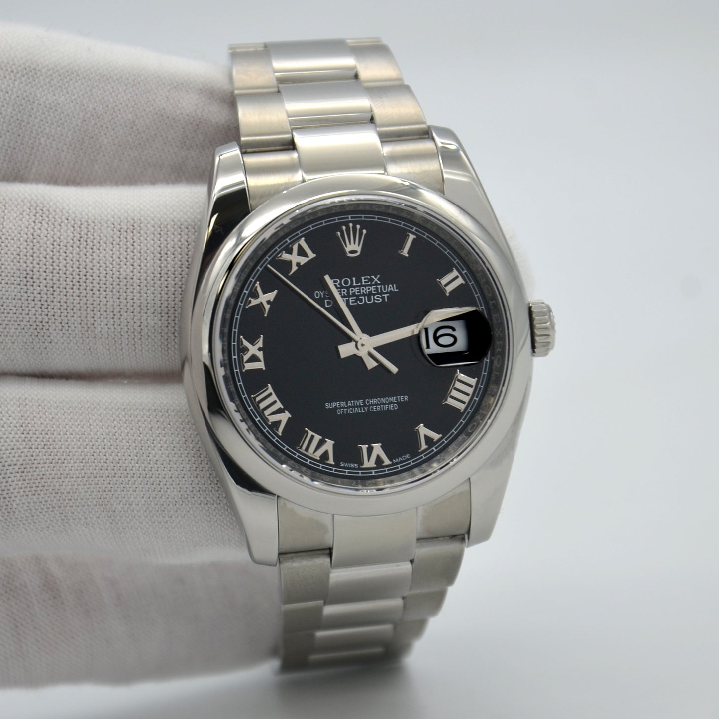 Rolex Datejust 36mm Black Roman Dial Oyster band 116200