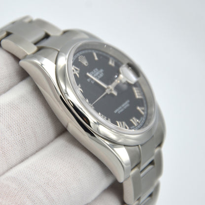 Rolex Datejust 36mm Black Roman Dial Oyster band 116200