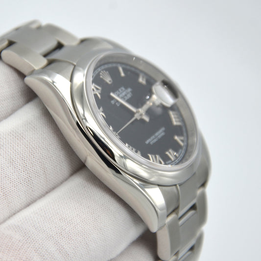 Rolex Datejust 36mm Black Roman Dial Oyster band 116200
