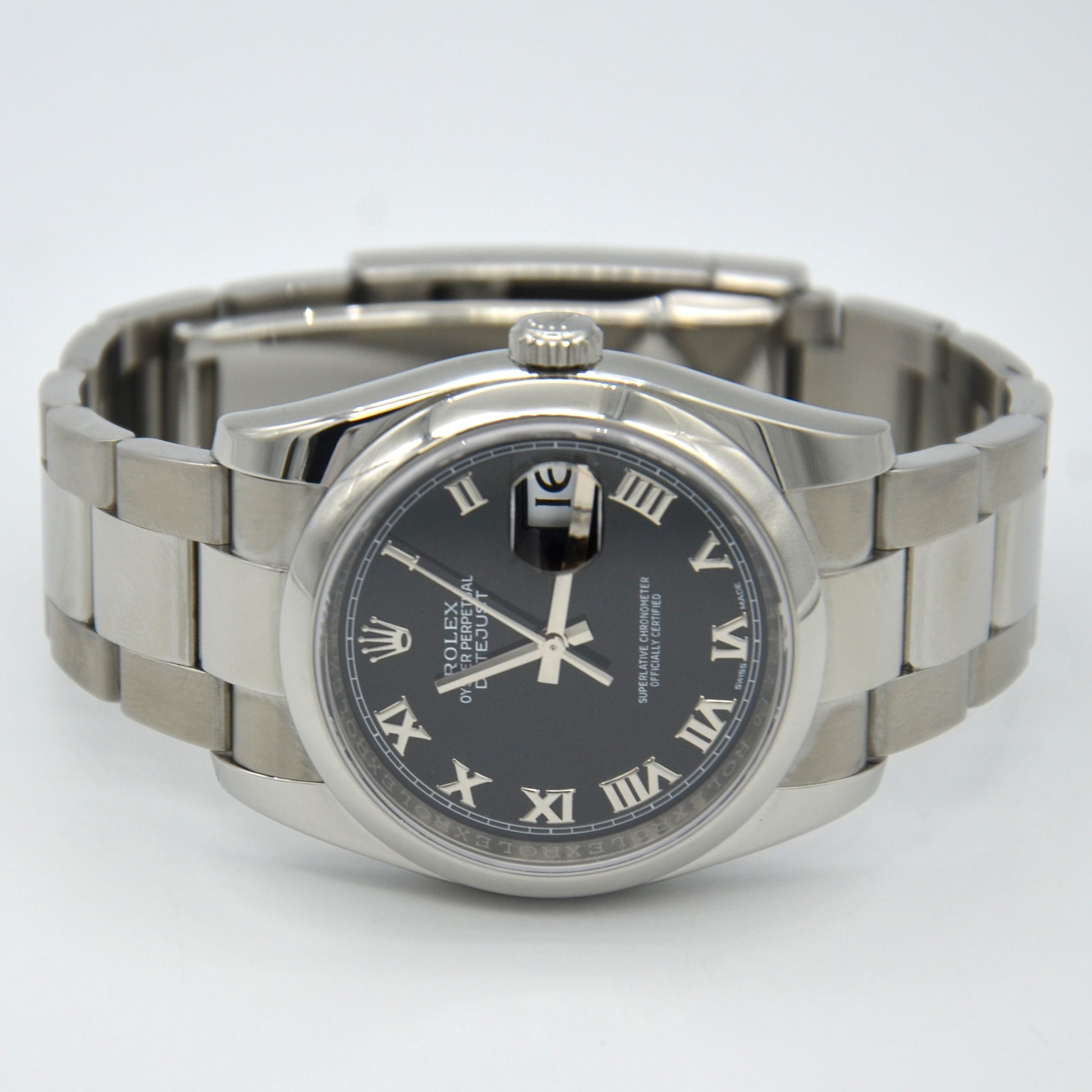 Rolex Datejust 36mm Black Roman Dial Oyster band 116200