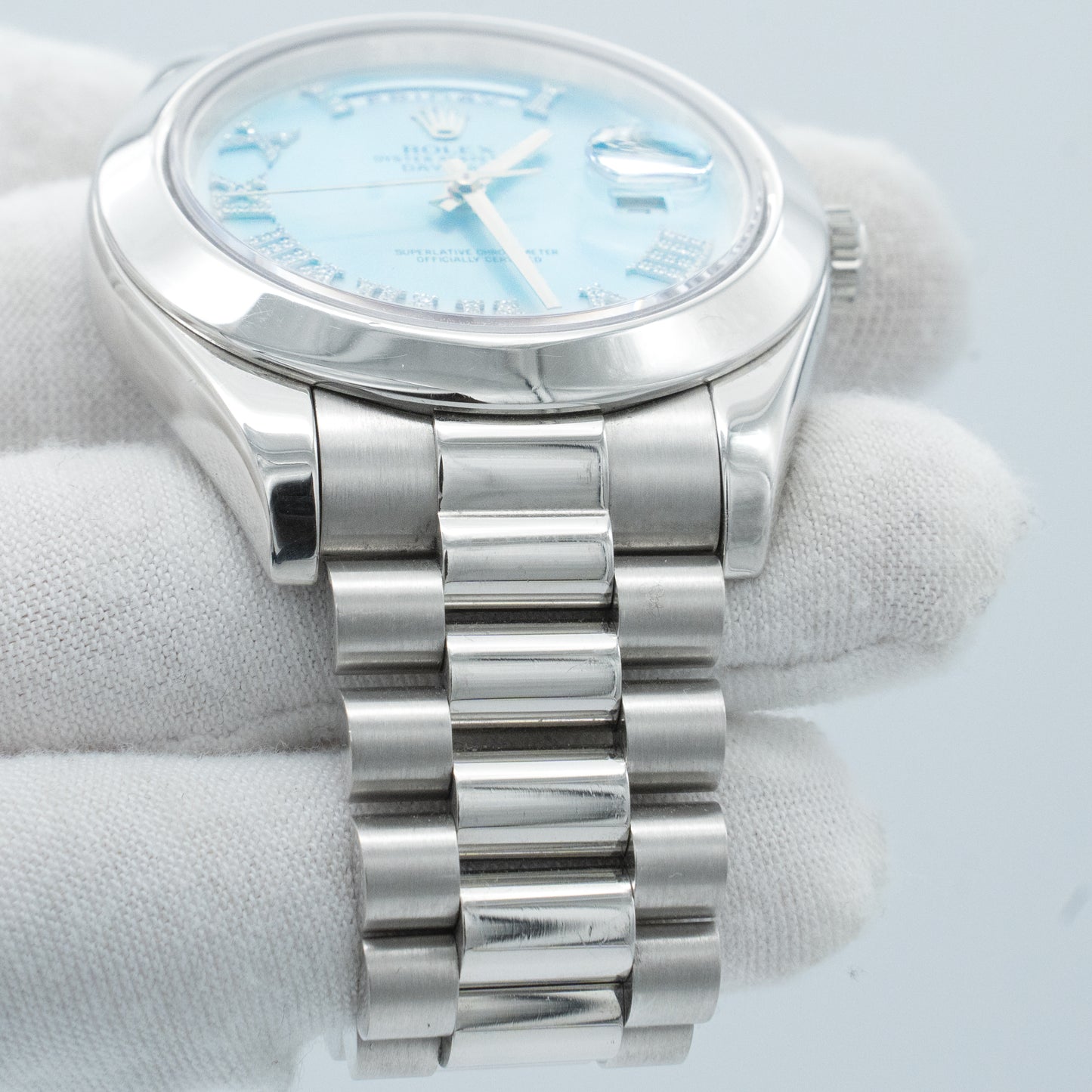Rolex Platinum Day-Date II Ice Blue Diamond Dial 41mm 218206