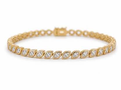 Natural Diamond Marquise Cut Bezel Set Tennis Bracelet BRAC10117~ 3.95 carats 18K Yellow Gold