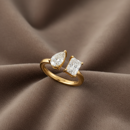Lab Grown Diamond RING1081~ Toi et Moi, Pear & Radiant Cut