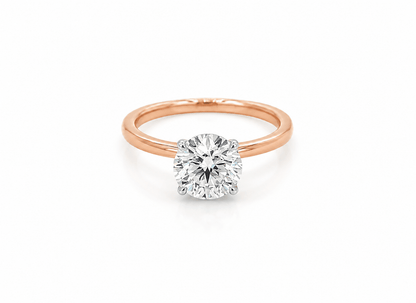 1.85 Total Carat Round Under-Halo Diamond Engagement Ring F VS2