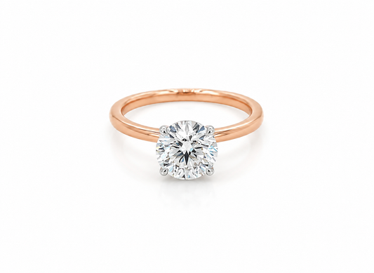 1.85 Total Carat Round Under-Halo Diamond Engagement Ring F VS2