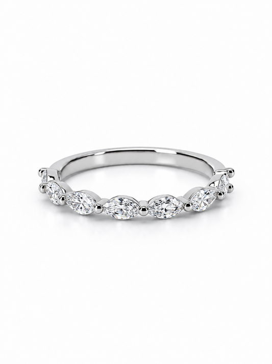 0.60 carat Lab Grown Diamond RINGS1104~Marquise Cut 7 Stones Ring East to West Set