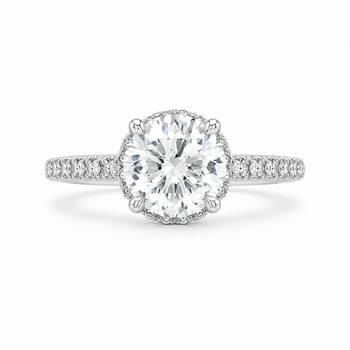 "ENGR03442" 1.52 Carat GIA Round Diamond Halo Engagement Ring in Platinum