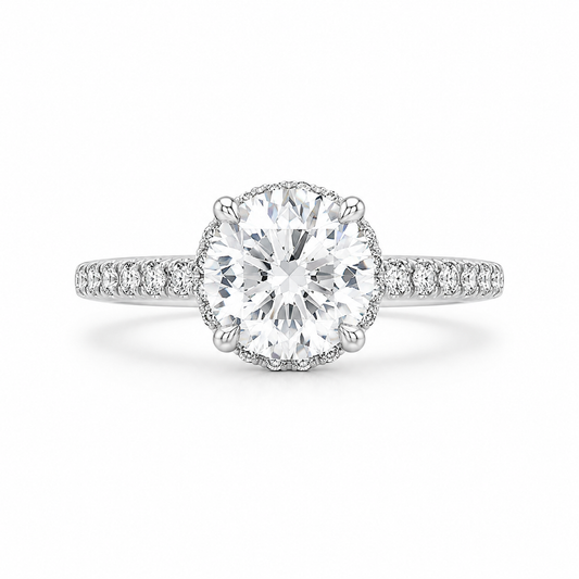"ENGR03442" 1.52 Carat GIA Round Diamond Halo Engagement Ring in Platinum