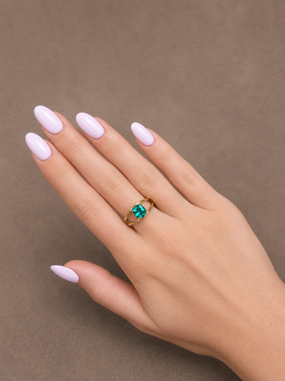 18K Yellow Gold Natural Zambian Emerald Ring RINGS1118- 1.28 carats
