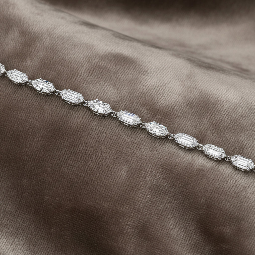 Lab Grown Diamond Tennis Bracelet ~ BRAC10221 Marquise Brillant & Step Cut