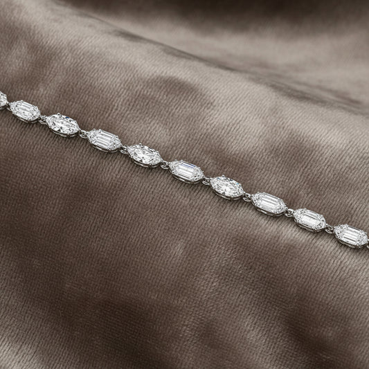 Lab Grown Diamond Tennis Bracelet ~ BRAC10221 Marquise Brillant & Step Cut