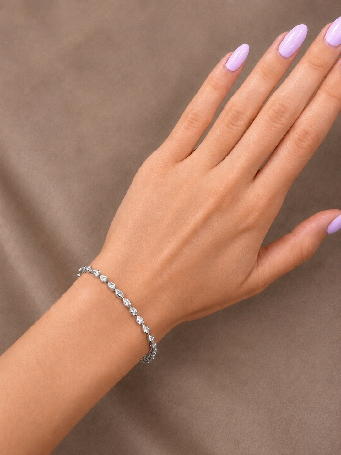 Natural Diamond Pear & Marquise Cut Bezel Set Tennis Bracelet BRAC10116 ~ 2.55 carats 18K White Gold