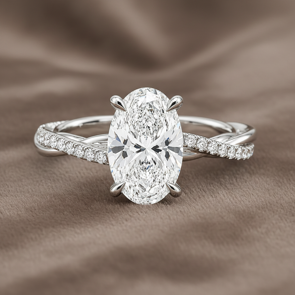 Lab Grown Diamond ENGR1107~ 4.09 carats Platinum
