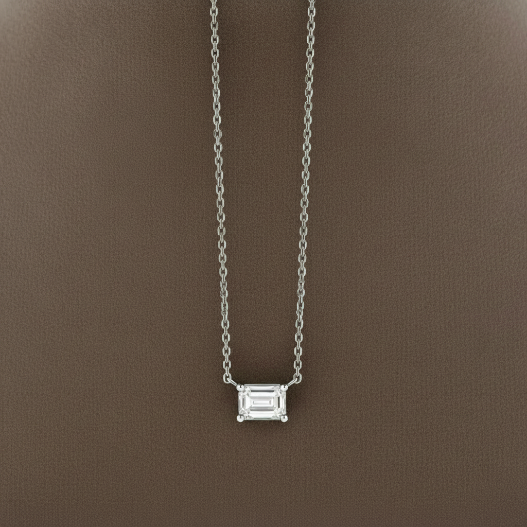 Lab Grown Diamond NECK1069~ Solitaire Emerald Cut