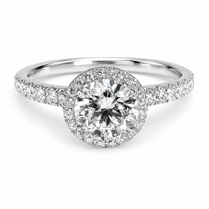 "ENGR03112" Round Cut Pave Halo Diamond Engagement Ring