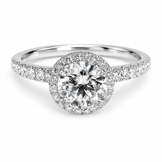 "ENGR03112" Round Cut Pave Halo Diamond Engagement Ring