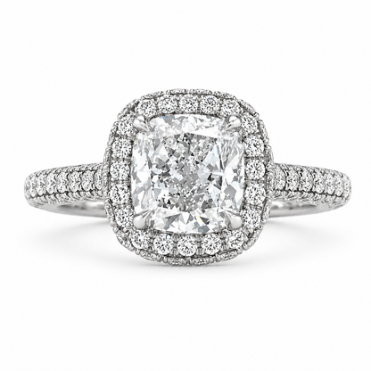 "ENGR03293" Cushion Shaped Diamond Halo Engagement Ring in Platinum