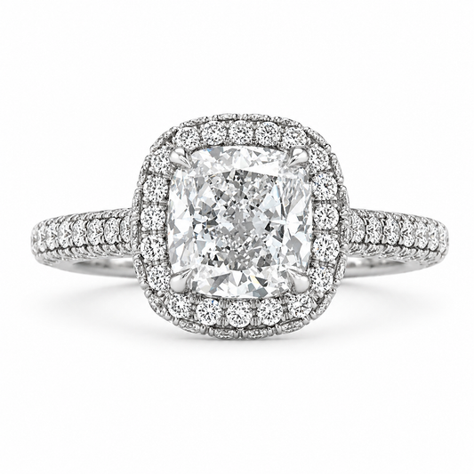 "ENGR03293" Cushion Shaped Diamond Halo Engagement Ring in Platinum