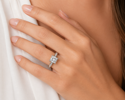 2.29 Total Carat Cushion Channel-Set Engagement Ring G VS2 White Gold
