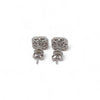 14K White Gold Square Cluster Studs