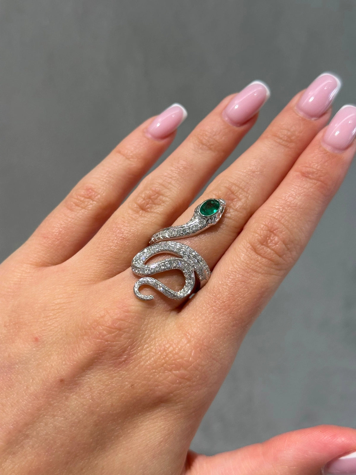 18K White Gold Statement Snake Ring