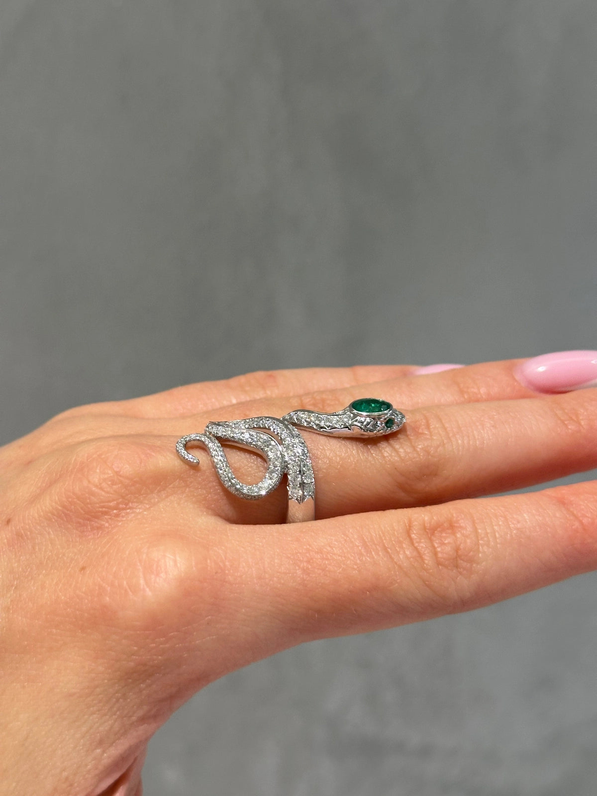 18K White Gold Statement Snake Ring