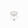 Lab Diamond~Round Brilliant Cut Engagement Ring with Baguette Side Stones