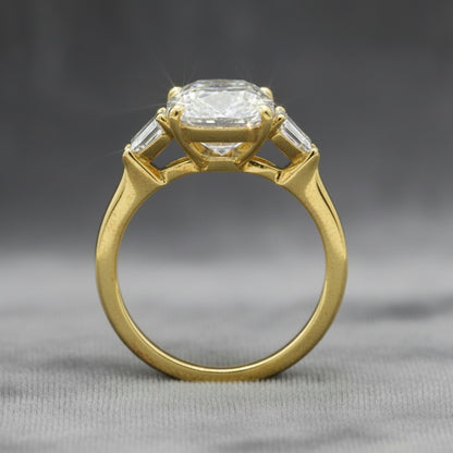 Lab Diamond~ Cushion Cut Engagement Ring With Pear Cut side Stones