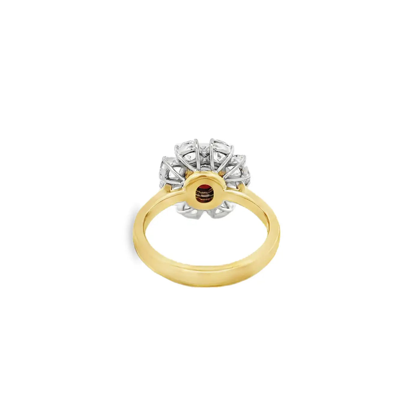 18K Yellow Gold Antique Old European Style Ruby & Diamond Ring