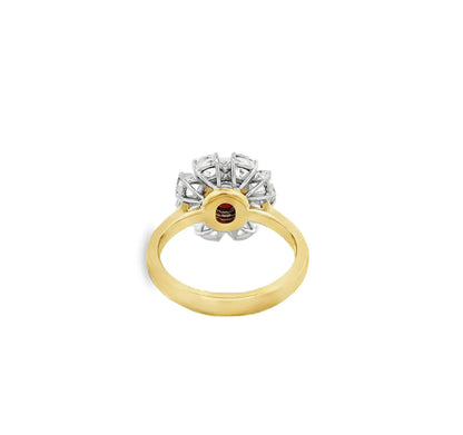 18K Yellow Gold Antique Old European Style Ruby & Diamond Ring