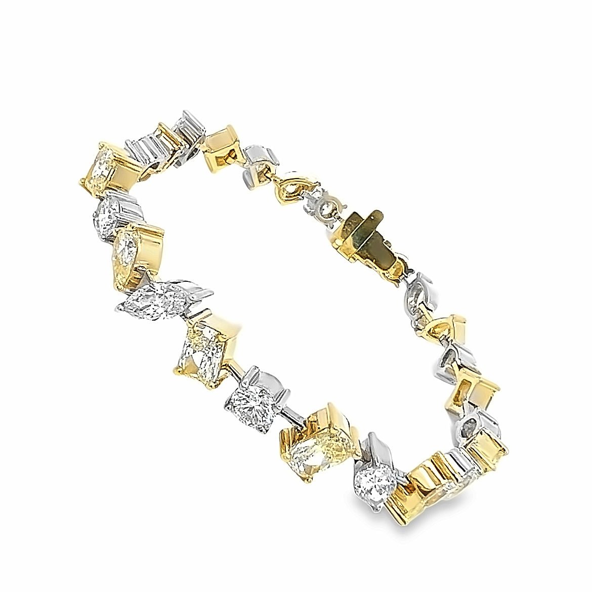 "BRAC10160" 13.12CT Total weight Multi-shape Diamond Bracelet, Set in 18KY/W Gold