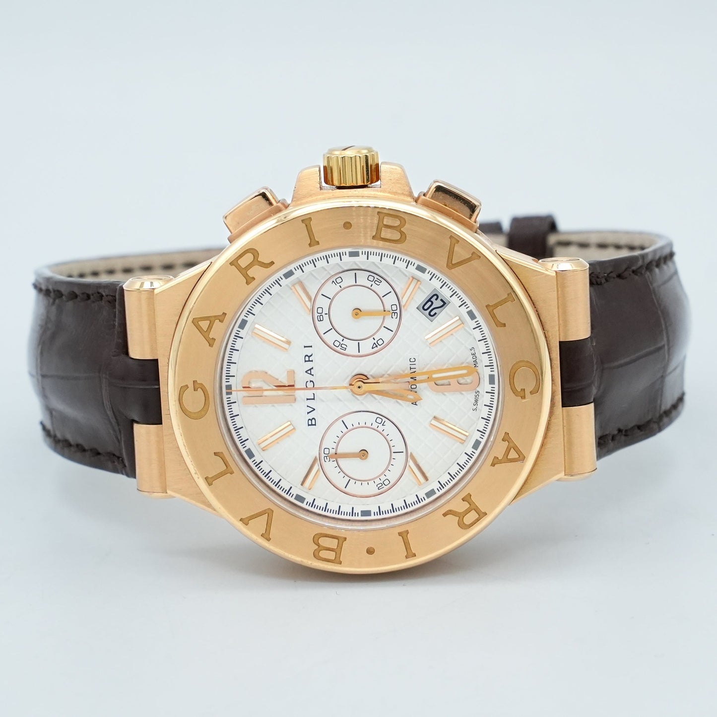 Bulgari Diagono Classic Chronograph 18kt YG Men's watch DG P 40 G CH Leather