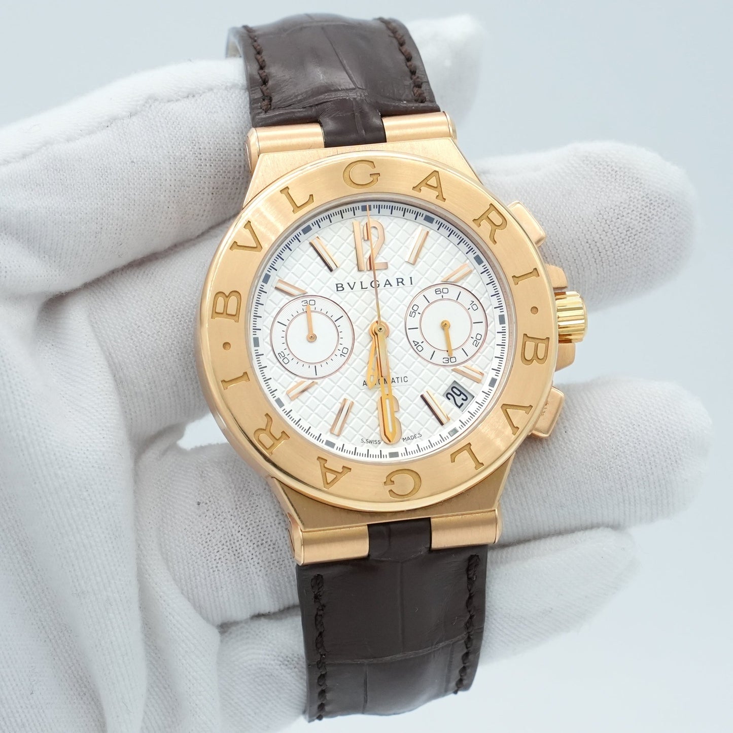 Bulgari Diagono Classic Chronograph 18kt YG Men's watch DG P 40 G CH Leather