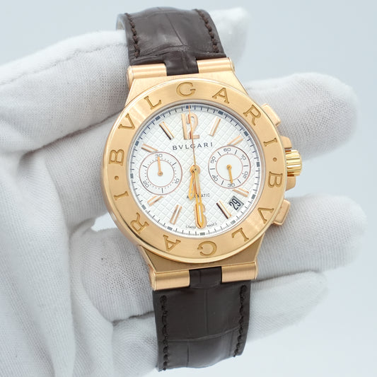 Bulgari Diagono Classic Chronograph 18kt YG Men's watch DG P 40 G CH Leather